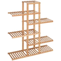 HOMCOM Bamboo Plant Stand, Flower Shelf, Utility Shelving Standing Unit, 6 Tier Display Rack Storage Organizer for Living Room Balcony Hallway Bathroom, Natural(m-2)