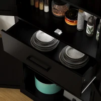 HOMCOM 72" Kitchen Storage Cabinet, Farmhouse Kitchen Pantry Cabinet with 4 Barn Doors, Drawer, Adjustable Shelves, Black(m-10)