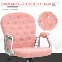 Vinsetto Button Tufted Desk Chair, Home Office Chair with Padded Armrests, Adjustable Height and Swivel Wheels, Pink(m-7)
