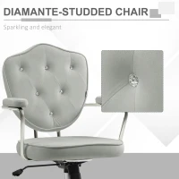 HOMCOM Cute Office Chair, Desk Chair with Button Tufted Velvet-Feel Fabric, Swivel Computer Vanity Chair, Gray(m-4)