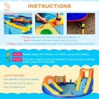 Outsunny 6-in-1 Kids Inflatable Water Slide, Bounce House with Slide, Pool, Water Cannon, Climbing Wall, Tunnel, Hoop, Backyard Inflatable Game for Birthday Party Activities without Air Blower(m-6)