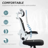 HOMCOM Mesh Office Chair, Ergonomic Desk Chair with Flip-up Armrest, Rotatable Headrest, Adjustable Lumbar Support, Black(m-4)