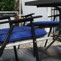 Outsunny 6-Piece Seat Cushion Replacement, Outdoor Patio Chair Cushions Set with Ties, Button Tufted, Dark Blue(m-10)