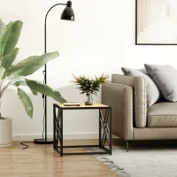 HOMCOM Modern End Table, Accent Side Table with Metal Frame for Living Room, Black(m-10)