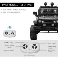Aosom 12V Battery Powered Kids Ride On Car Off Road Truck Toy w/ Parent Remote, Black(m-6)