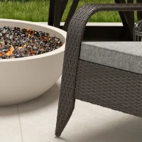 Outsunny Patio Wicker Adirondack Chair, Outdoor Rattan Muskoka Chair with Cushions for Patio, Garden, Backyard, Grey(m-10)