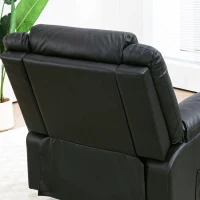 HOMCOM PU Leather Reclining Chair, Recliner Chair for Living Room with Footrest and 2 Side Pockets, Black(m-10)