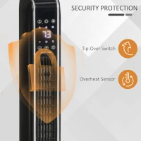 HOMCOM 2-In-1 Portable Electric Tower Heater, Oscillating Space Heater for Indoor Use with Remote Control, 8H Timer, Three Heating Modes(High, Low, Fan), 750W / 1500W, Black(m-6)