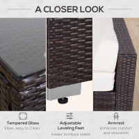 Outsunny 6 Pieces Patio Furniture Set, Deluxe Garden Wicker Sectional Sofa Set Outdoor Patio Sofa Furniture All Weather Resistant w/Cushion Seat for Porch Garden Poolside Balcony(m-7)