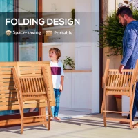 Outsunny 5 Piece Wood Patio Dining Set for 4, Dining Table and Chairs Set, Folding Outdoor Patio Furniture for Patio, Backyard and Garden, Teak(m-6)