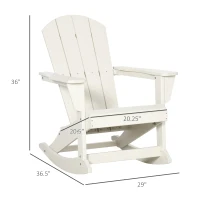 Outsunny Outdoor Rocking Chair, HDPE Adirondack Porch Rocker Chair for Garden, Patio, White(m-3)