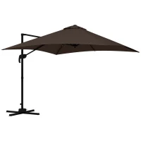 Outsunny 10x10ft Cantilever Umbrella Rotatable Square Market Parasol, 4 Adjustable Angle for Outdoor Backyard Patio Coffee(m-2)