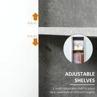 kleankin 71" Tall Bathroom Storage Cabinet, Narrow Bathroom Cabinets with 2 Doors and 6-tier Shelving, Grey(m-5)