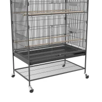 PawHut 60" Bird Cage with Stand for Cockatiels Canaries Lovebirds Finches, Budgie Cage with Wheels, Removable Tray, Storage Shelf(m-10)