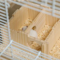 PawHut Wooden Hamster Cage, Gerbil Cage with Deep Bottom, Exercise Wheel, Food Dish, White(m-9)