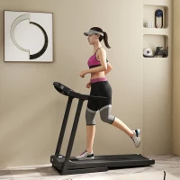 Soozier Folding Treadmill 1.5HP 7.45 MPH Max Speed Electric Motorised Running Jogging Walking Machine w/ 12 Preset Programs and LED Display for Home Gym Indoor Fitness Black(m-2)