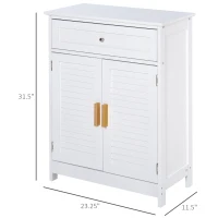 Kleankin  Bathroom Storage Cabinet Freestanding with Double Shutter Door and Drawer Toilet Vanity Cabinet  Narrow Organizer  White(m-3)