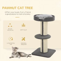PawHut Cat Tree Kitty Tower with Sisal Mat Scratching Post, Cat Bed, Cushion, Perch, 18" x 18" x 36", Grey(m-4)
