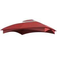 Outsunny 10' x 12' 2-Tier Gazebo Cover, Patio Gazebo Canopy Replacement with Drainage Holes for 84C-210 Series, Wine Red