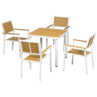 Outsunny 5pc Patio Table and Chairs Set, Aluminum Patio Dining Set w/ HDPE Materials, Umbrella Hole, Yellow