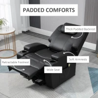 HOMCOM Power Lift Recliner Chair for Elderly, PU Leather Lift Chair with Footrest, Remote Control, Side Pockets and Cup Holders, Reclining Sofa for Living Room, Black(m-7)