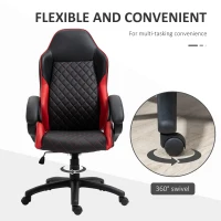 Vinsetto High Back Office Chair Gaming Chair Racing Executive Desk Chair with PU Leather, Adjustable Height, Red(m-7)
