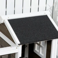 PawHut Rabbit Cage with Wheels, Ramp, Run, Tray for Indoor Outdoor, Suitable for Rabbit, Guinea Pig, Coffee(m-10)