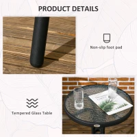 Outsunny 3 Pieces Outdoor Wicker Furniture Set with 2 Stackable Chairs, Tempered Glass Coffee Table for Garden, Backyard, Brown(m-7)