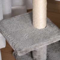 PawHut 47" Tall Cat Tree Tower with Condo, Ladder, Scratching Posts and Hanging Ball, Light Grey(m-9)