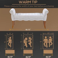 HOMCOM Traditional Style End of Bed Bench, Upholstered Entryway Bench with Button Tufted and Rounded Arm, Light Gray(m-7)