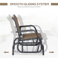 Outsunny Outdoor Glider Chair, Steel Swing Chai with Curved Armrests for Porch, Garden, Poolside, Balcony, Brown(m-4)