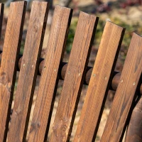 Outsunny Outdoor Wooden Rocking Chair, Double-Person Adirondack Rocking Patio Chair with Rustic High Back, Slatted Seat and Backrest for Indoor, Backyard, Garden, Carbonized(m-8)