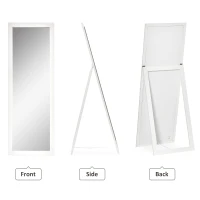 HOMCOM 58" x 20" Full Length Mirror with Frame, Floor Standing Mirror, Rectangular Full Body Mirror for Bedroom, Living Room, White(m-4)