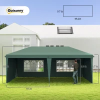 Outsunny 10' x 20' Pop Up Canopy Tent with 4 Sidewalls, Instant Gazebo with Carry Bag for Garden, Patio, Green(m-3)