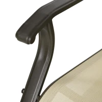 Outsunny 3-Piece Outdoor Gliders Set Bistro Set with Steel Frame, Tempered Glass Top Table for Patio, Garden, Backyard, Lawn, Beige(m-8)