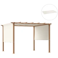 Outsunny 2 Piece Retractable Pergola Canopy Replacement for 10' x 10' Pergola, Pergola Shade Cover with Weight Rods, Beige(m-2)