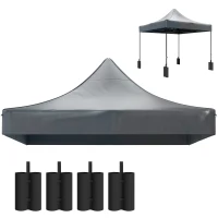 Outsunny 10' x 10' Replacement Canopy Top for Pop Up Canopy Tent with 4 Sand Bags, UPF50+ Protection, Dark Gray(m-1)