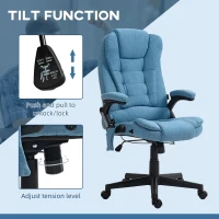 Vinsetto 6 Point Vibrating Massage Office Chair with Heat, Linen High Back Massage Desk Chair w/ Reclining Backrest, Light Blue(m-6)