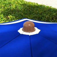 Outsunny 6.2' Beach Umbrella for Travel, Vent, Ruffles, Carry Bag, Portable Outdoor Umbrella for Garden, Blue Stripe(m-8)