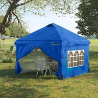 Outsunny 10' x 10' Pop Up Canopy Tent, Instant Sun Shelter, Tents for Parties, with Wheeled Carry Bag, Blue(m-8)