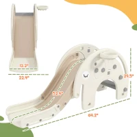 Qaba 3 in 1 Toddler Slide for Years 1-3 w/ Basketball Hoop, Climber, Elephant-Themed(m-3)