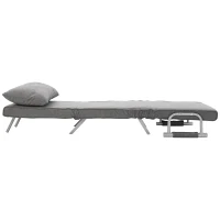 HOMCOM Single Person Folding 5 Position Convertible Sofa Bed Sleeper Chair Chaise Lounge Couch w/Pillow & Steel Frame for Home office, Light Grey(m-8)