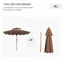 Outsunny 8.8' Patio Umbrella with Push Button Tilt and Crank, Brown(m-8)