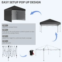 Outsunny 10' x 10' Pop Up Canopy Tent with 3 Sidewalls, Leg Weight Bags and Carry Bag, Height Adjustable, Instant Party Tent Event Shelter Gazebo for Garden, Patio, Black(m-6)