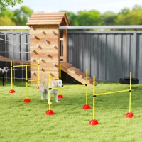 PawHut 4 Piece Dog Agility Course Backyard Set with 4 Height Adjustable Dog Agility Jumps, Carry Bag, Yellow(m-10)