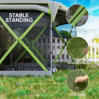 Outsunny 11 x 11ft Pop Up Camping Gazebo, Screen Tent House with Removable Roof Cover, Roll-up Wind Panels for Camping, Backyard(m-7)