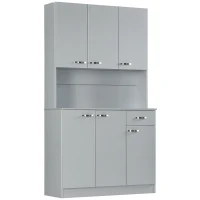 HOMCOM 71" Modern Buffet with Hutch, Freestanding Kitchen Hutch with Storage Cabinets, Drawer, Microwave Counter, Grey(m-2)