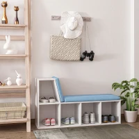 HOMCOM Multi-Purpose Bookshelf with 5 Cubes, 5-Cubby Bookcase with Cushioned Reading Nook and Storage Shelves, Blue(m-8)