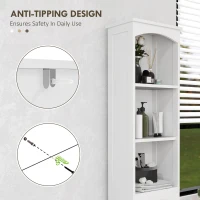 HOMCOM Farmhouse Tall Slim Bathroom Storage Cabinet with Recessed Drawer, Narrow Cabinet with Barn Door, White(m-6)