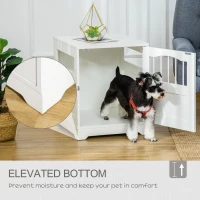 PawHut Furniture Style Dog Crate, Wooden End Table Pet Kennel with Lockable Door for Small Medium Dog Indoor Puppy Cage, White(m-6)